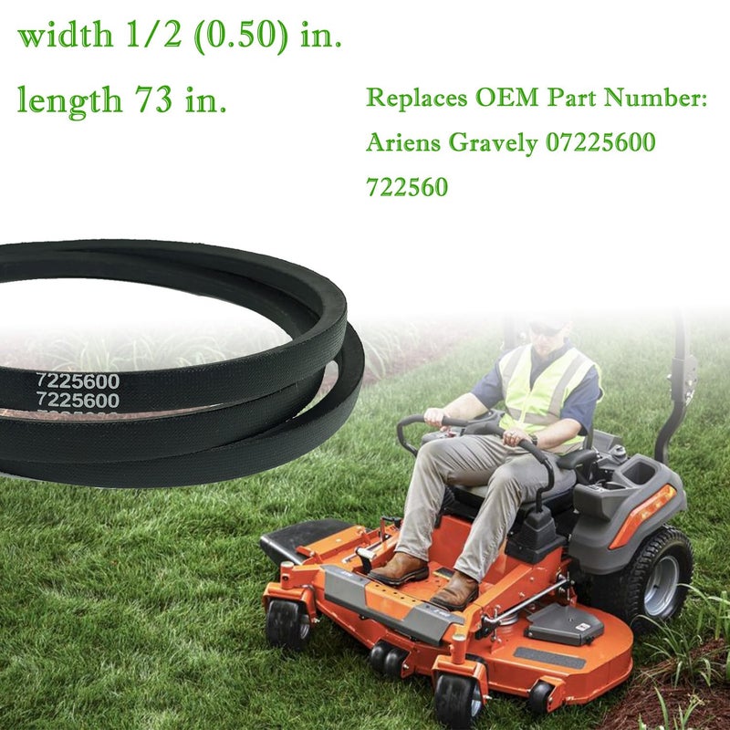 IKSI 7225600 حزام V بطول 1/2" × 73" بديل لجزازة العشب أريينز جرافلي أبيكس زينيث ZTHD برو-تيرن Z ZX - Image 2